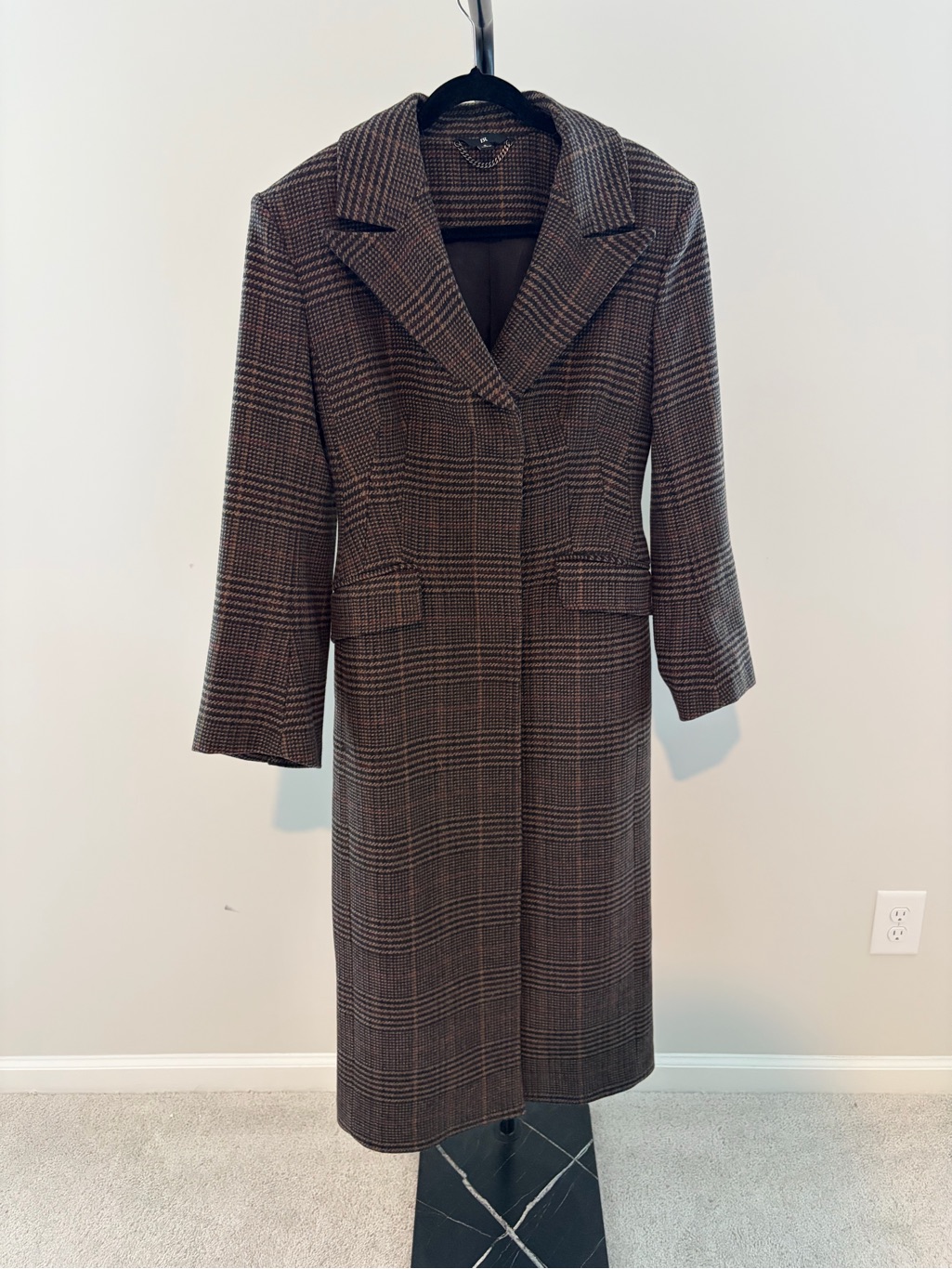 Banana Republic Brown Plaid Wool-Blend Pea Coat- Tailored Fit